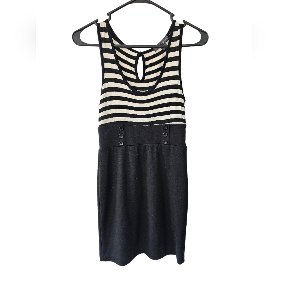 Twenty One Black and White Striped Sleeveless Bodycon Dress Sz Md Like New